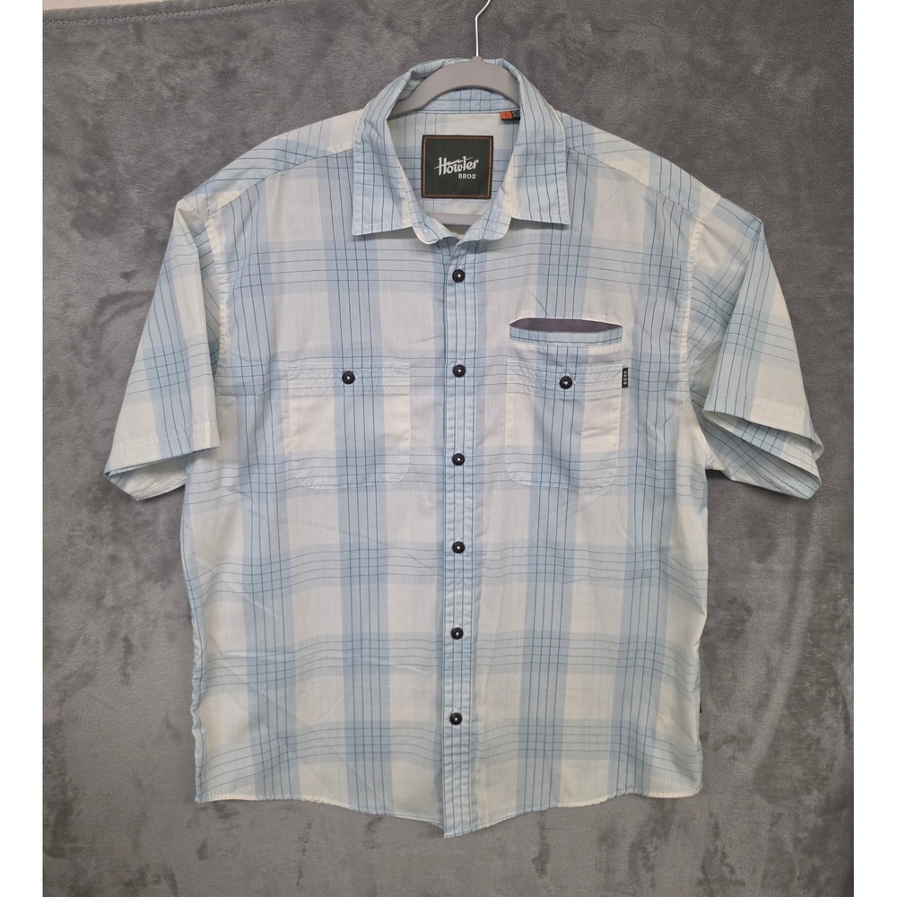 Howler Bros Aransas Shirt Mens Large White Plaid Pockets Outdoors